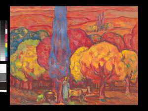 AUGUSTIN FERRANDO 1880-1957 15 -Automne rouge a Miliana (vers 1950 )